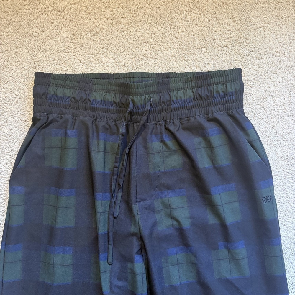 Albion Wide Leg Pants Women's Medium Plaid Black Navy Green Elastic Waistband - Picture 2 of 9
